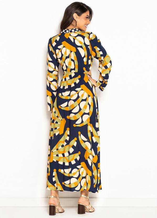 Farm - Vestido Cropped de Viscose Banana Gráfica Estampado 2
