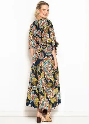 Farm - Vestido Cropped de Viscose Floral Espectro Estampado - FARM