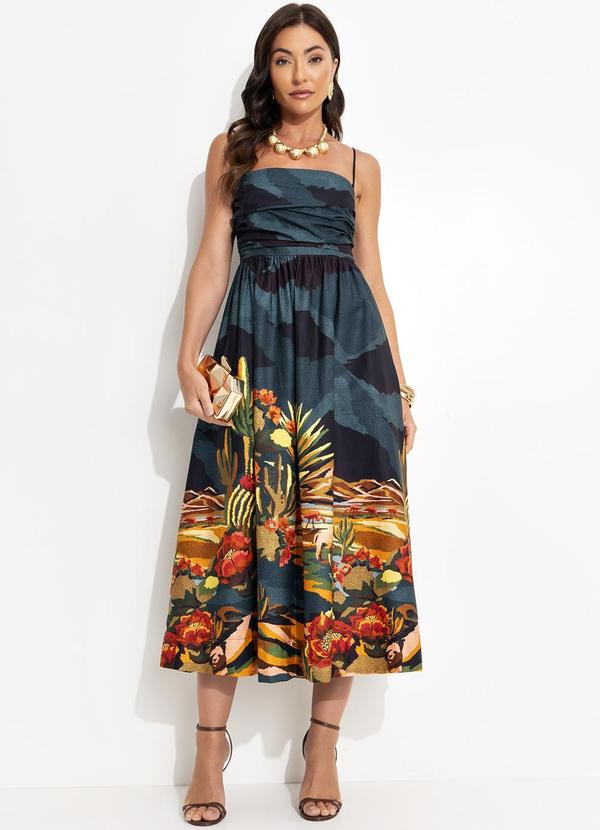 Farm - Vestido Cropped Deserto Colorido Azul