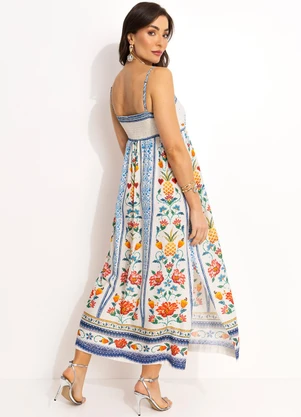Farm - Vestido Cropped em Viscose Off White - FARM