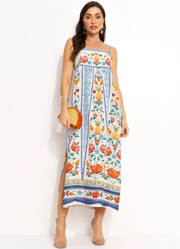 Farm - Vestido Cropped em Viscose Off White