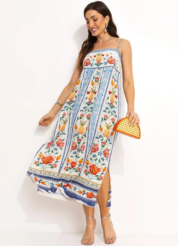 Farm - Vestido Cropped em Viscose Off White 3