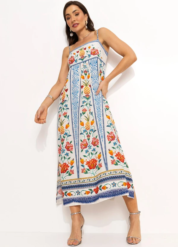 Farm - Vestido Cropped em Viscose Off White 4