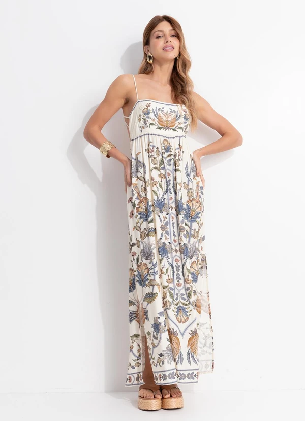Farm - Vestido Cropped Flor do Deserto Bege