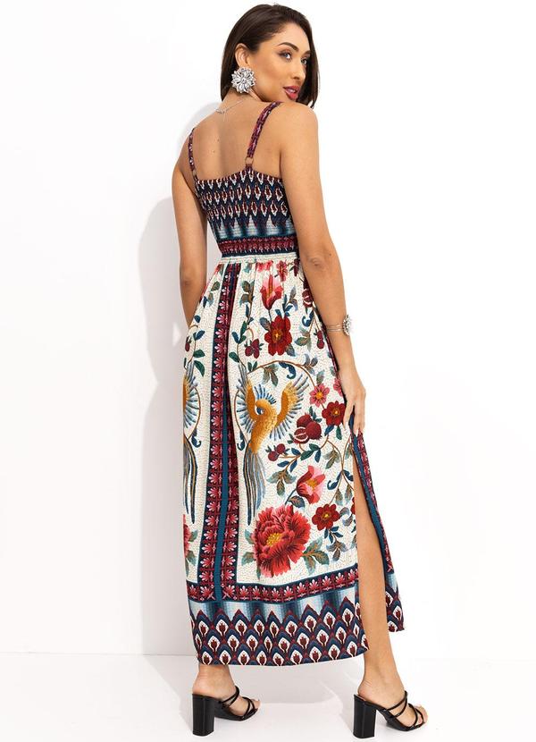 Farm - Vestido Cropped Flor em Mosaico Off White 2