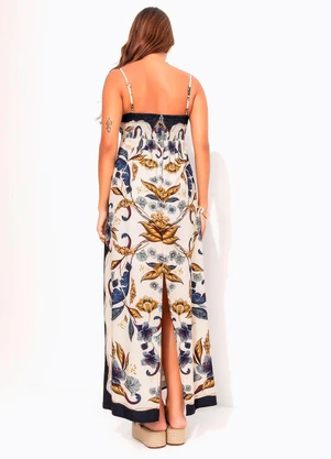 Farm - Vestido Cropped Floral Bege Bege - FARM