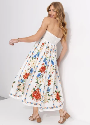 Farm - Vestido Cropped Floral Mariana Off White - FARM