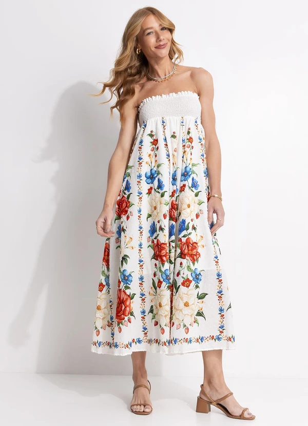 Farm - Vestido Cropped Floral Mariana Off White 3