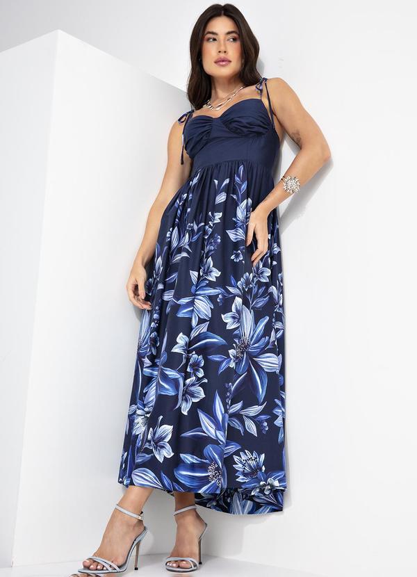 Farm - Vestido Cropped Floral Tati Azul