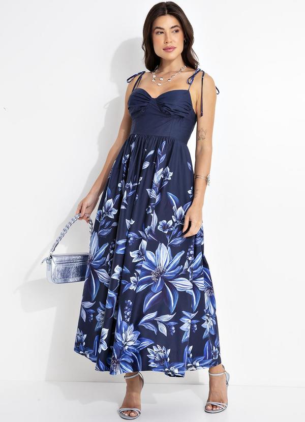 Farm - Vestido Cropped Floral Tati Azul 1