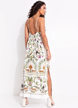 Farm - Vestido Cropped Floresta Doce Off White - FARM