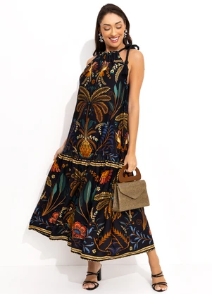 Farm Vestido Cropped Jardim Classico Preto