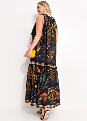 Farm - Vestido Cropped Jardim Classico Preto - FARM
