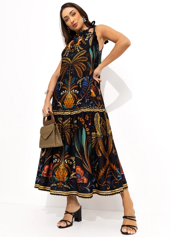 Farm - Vestido Cropped Jardim Classico Preto 6