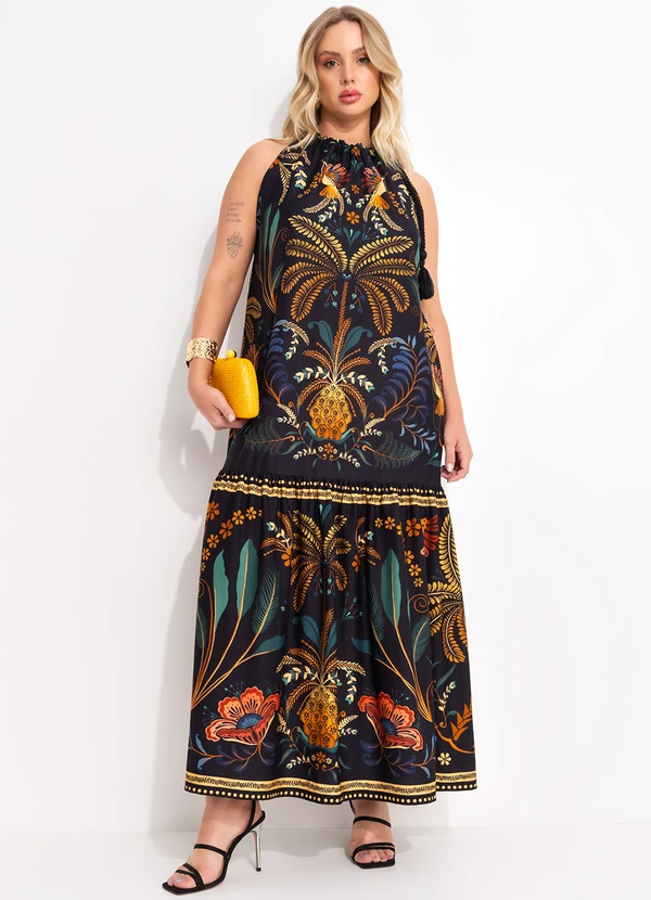 Farm - Vestido Cropped Jardim Classico Preto 4