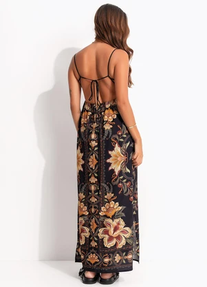 Farm - Vestido Cropped Jardim Majestoso Preto - FARM