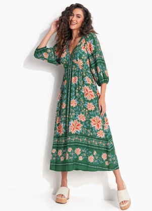 Farm - Vestido Cropped Jardm de Azaleias Verde - FARM