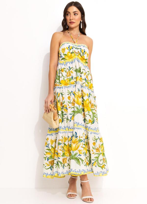 Farm - Vestido Cropped Lenço Amarelo