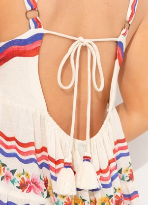 Farm - Vestido Cropped Lenço Floraline Off White - FARM