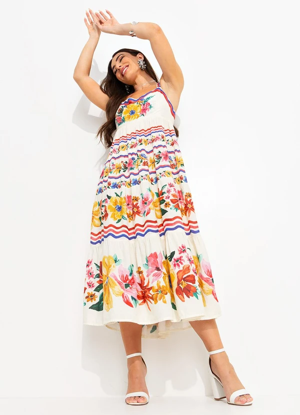 Farm - Vestido Cropped Lenço Floraline Off White 8