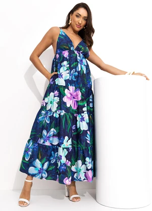 Farm - Vestido Cropped Lineia Azul - FARM