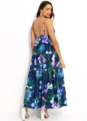 Farm - Vestido Cropped Lineia Azul - FARM