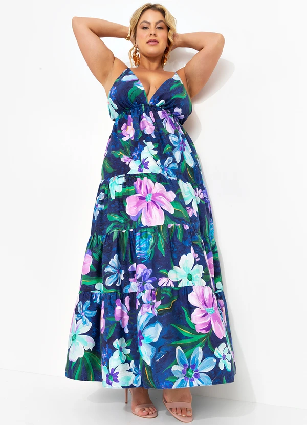 Farm - Vestido Cropped Lineia Azul