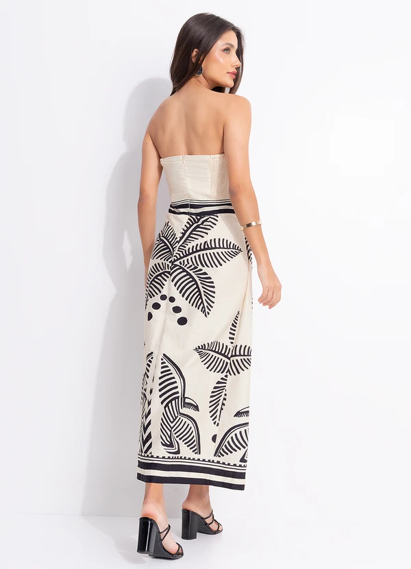 Farm - Vestido Cropped Listra Tropical Bege 2