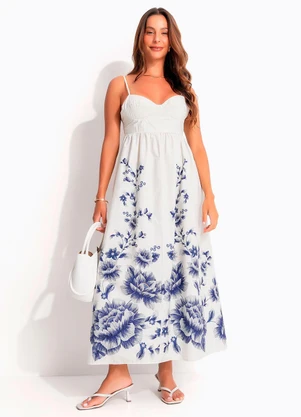 Farm - Vestido Cropped Nara Floral Off White - FARM