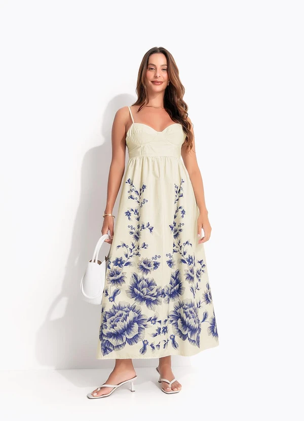 Farm - Vestido Cropped Nara Floral Off White