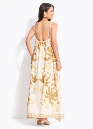 Farm - Vestido Cropped Ourinho Tropical Bege - FARM