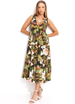 Farm - Vestido Cropped Palma do Norte Verde - FARM