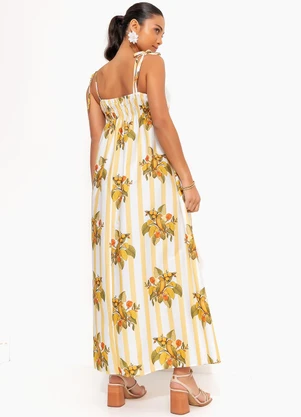 Farm - Vestido Cropped Pássaro Chic Amarelo - FARM