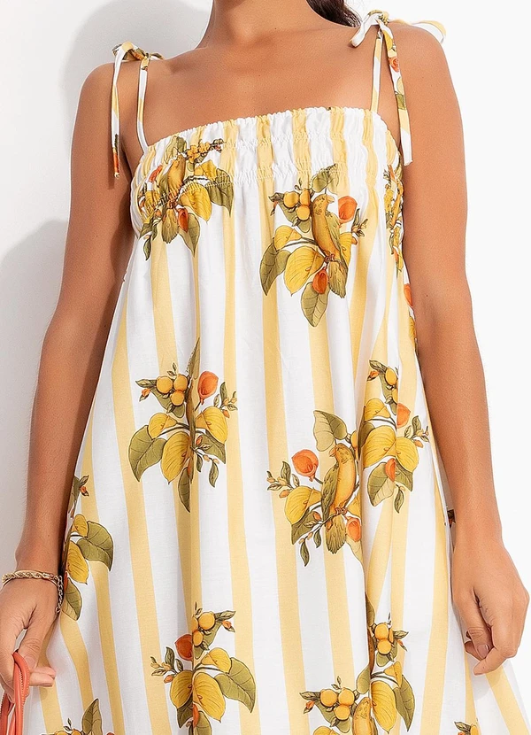 Farm - Vestido Cropped Pássaro Chic Amarelo 6