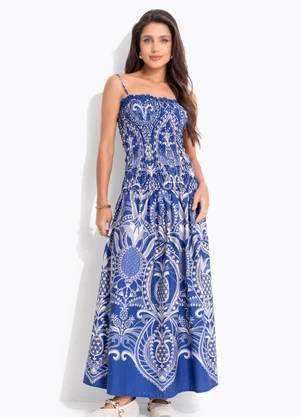 Farm - Vestido Cropped Primor de Abacaxi Azul - FARM