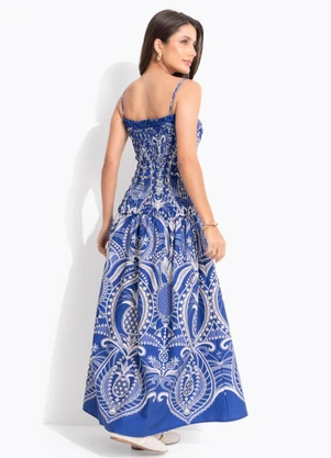Farm - Vestido Cropped Primor de Abacaxi Azul - FARM