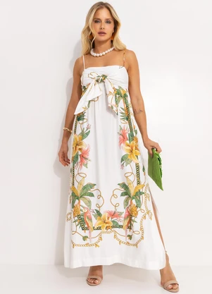 Farm - Vestido Cropped Riqueza Tropical Off White - FARM