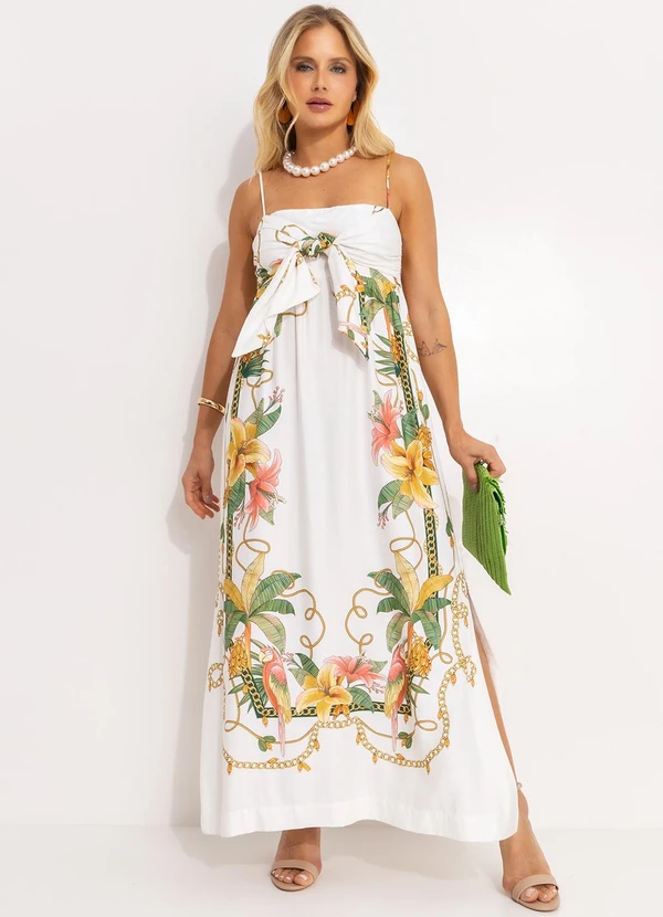 Farm - Vestido Cropped Riqueza Tropical Off White