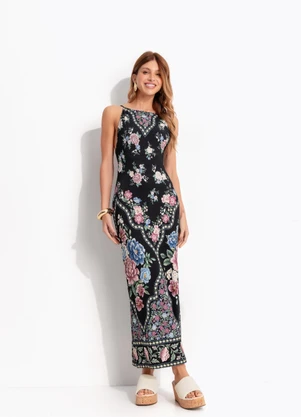 Farm - Vestido Cropped Romance Preto - FARM