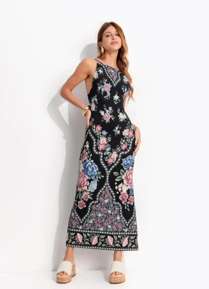 Farm - Vestido Cropped Romance Preto - FARM