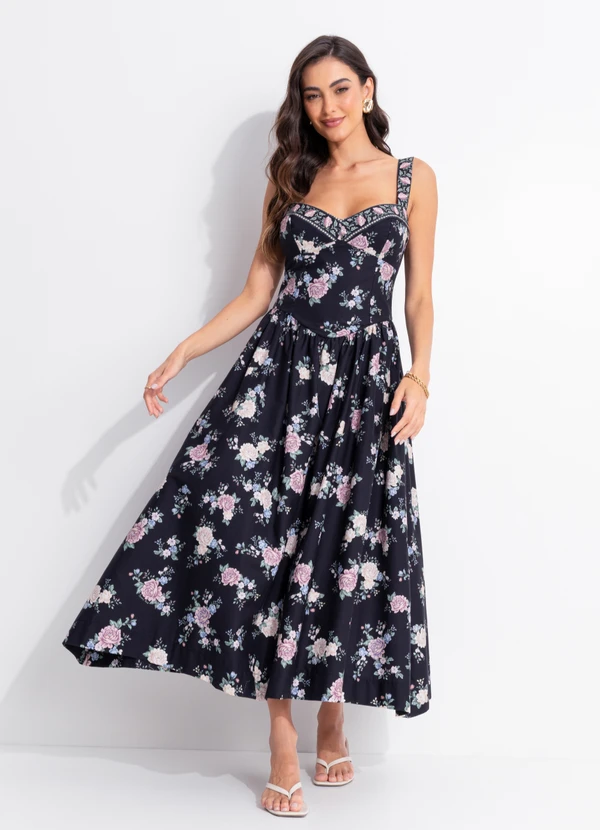 Farm - Vestido Cropped Romance Preto