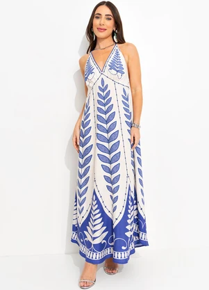 Farm - Vestido Cropped Samambaia Azul - FARM