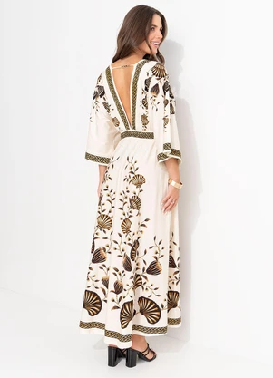 Farm - Vestido Cropped Sonho de Concha Bege - FARM