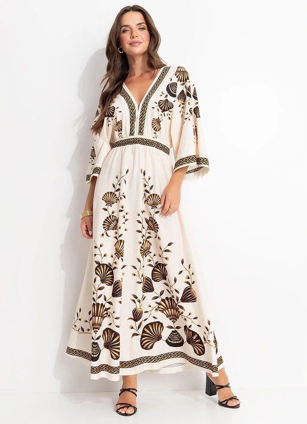 Farm - Vestido Cropped Sonho de Concha Bege