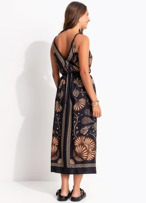 Farm - Vestido Cropped Sonho de Concha Preto - FARM