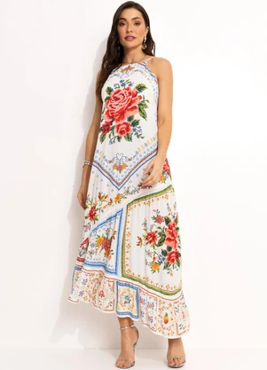 Farm - Vestido Croppedem Viscose Off White - FARM