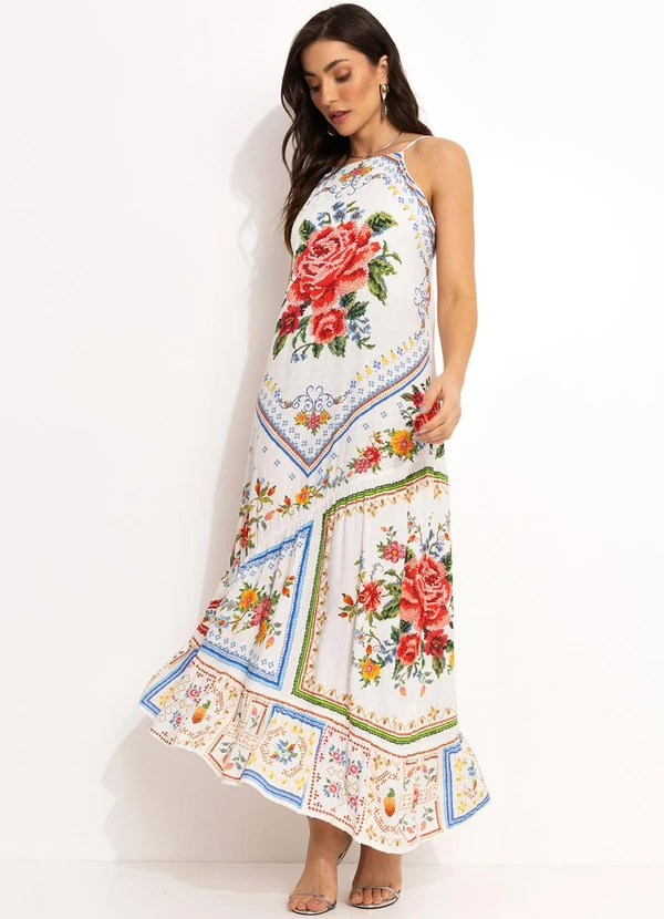 Farm - Vestido Croppedem Viscose Off White 4