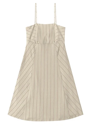Endless - Vestido Curto de Alças Decote Quadrado Bege - ENDLESS