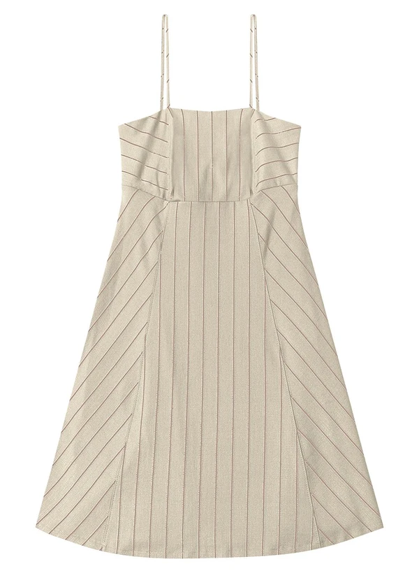 Endless - Vestido Curto de Alças Decote Quadrado Bege