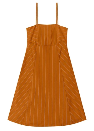 Endless - Vestido Curto de Alças Decote Quadrado Marrom - ENDLESS
